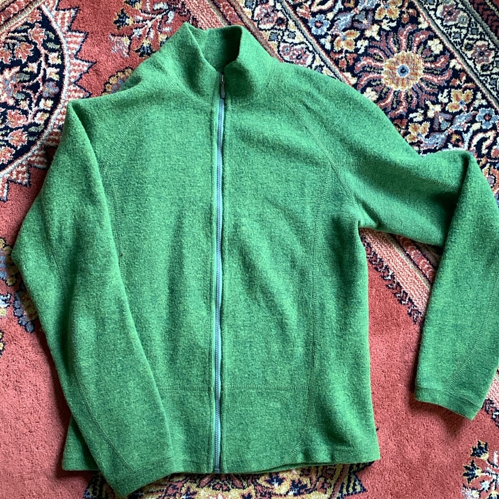 Ibex Merino Wool Zip Up Cardigan Mock Neck